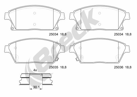 Set placute frana,frana disc 25034 00 701 10 BRECK